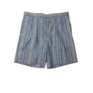 Vintage Kenneth Gordon Made in USA Striped Shorts Mens XL Blue Multi 100% Cotton